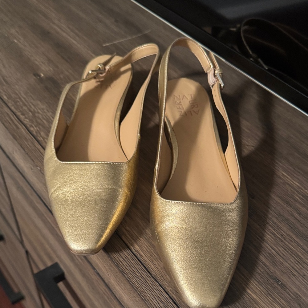 Gold Slingback Pointed Flats - naturalizer